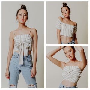 Chriselle x J.O.A. Tie Front Crop Top Sz XL NWT